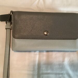 Elegant Gray Leather Clutch